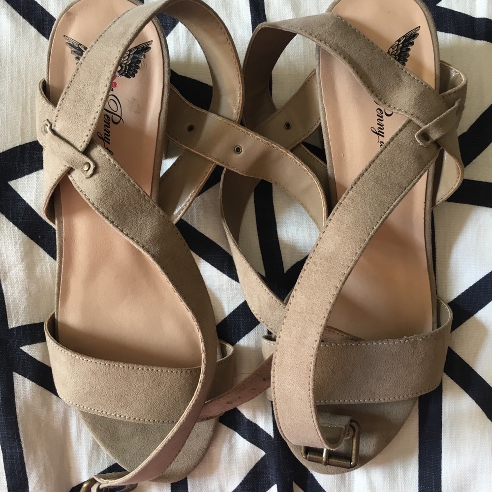 Strappy Faux Suede Sandals with a heel